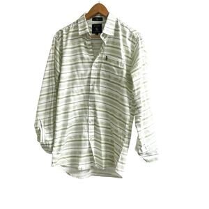 Ralph Lauren Slim Fit Shirt Long Sleeve Button Down Green White Stripe Size L